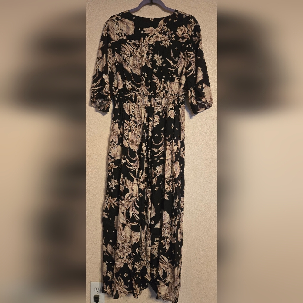 NWT Haute Edition Dress Floral Women's Size 2X Color Black/Bronw - Picture 2 of 12